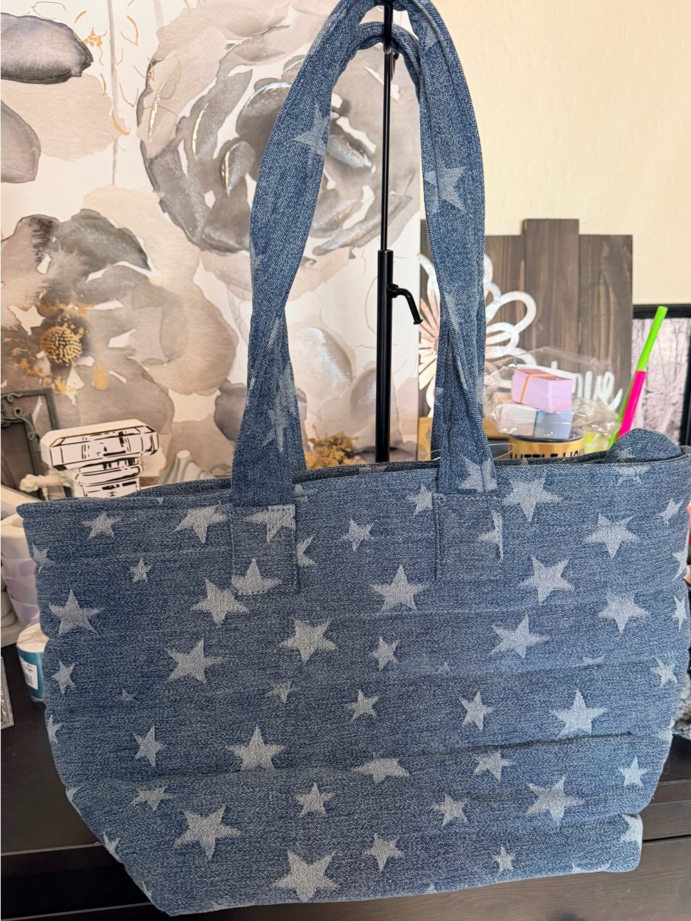 Wildfox Denim Star-Print Tote NWT B80